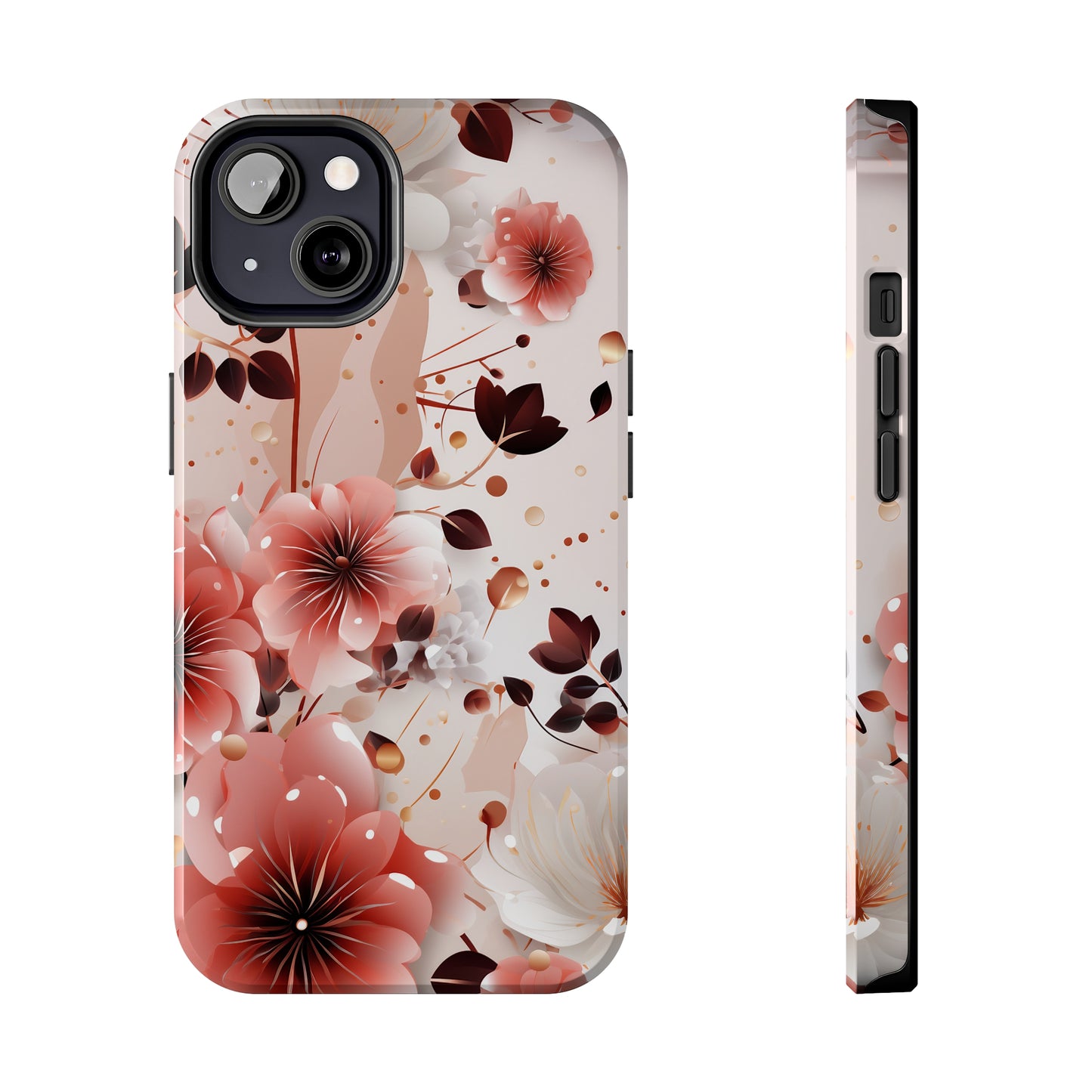 Pretty Pink & White Flowers Pattern Design Tough Phone Case compatible with a large variety of iPhone models, Gift, Phone Case