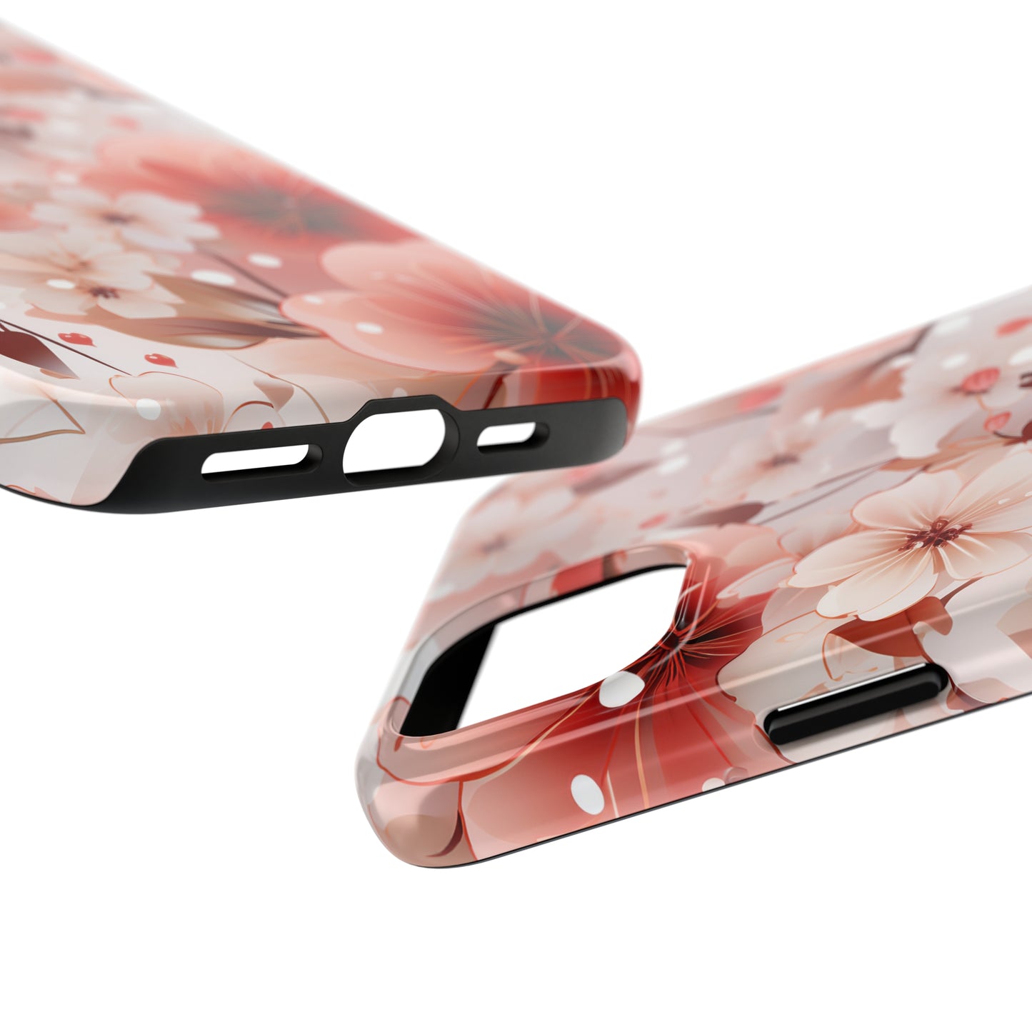 Pink Floral Pattern Design Tough Phone Case compatible with a large variety of iPhone models, Gift, Phone Case