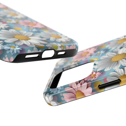 3D Spring Flowes and Polka Dots Digital print Design Tough Phone Case compatible with a large variety of iPhone models, Gift, Phone Case