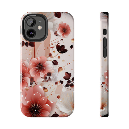 Pretty Pink & White Flowers Pattern Design Tough Phone Case compatible with a large variety of iPhone models, Gift, Phone Case