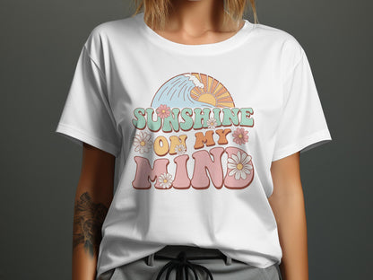 Retro Sunshine On My Mind T-Shirt, Vintage Style Floral Graphic Tee, Summer Vibes Casual Shirt Unisex, Boho Sunflower Top, Gift