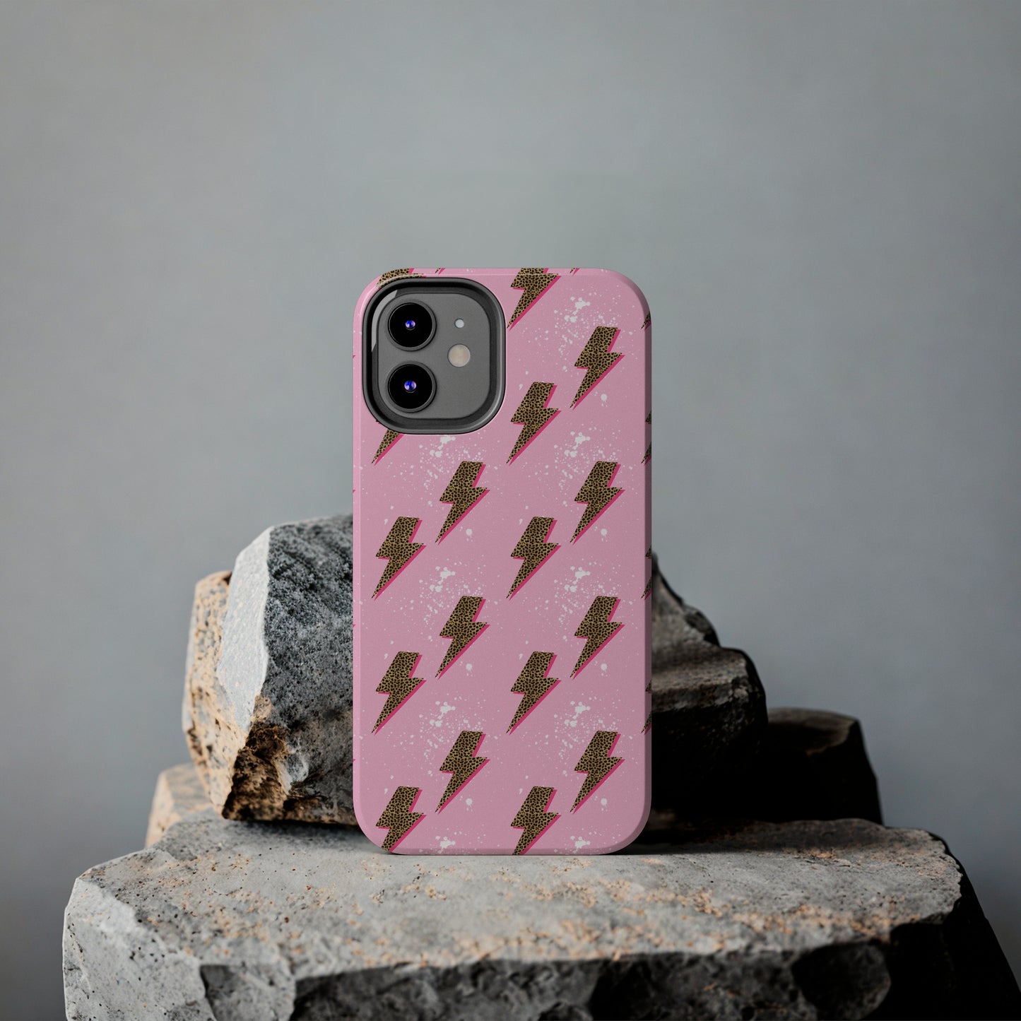 Cheetah Print Lightning Bolts Design Phone Case- Lightweight, Impact Resistant Cover for iPhone 6, 6s, 12, 13, 14, 15