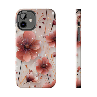 Pretty Mauve Flowers Pattern Design Tough Phone Case compatible with a large variety of iPhone models, Gift, Phone Case