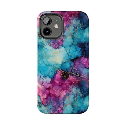 Blue and Purple Alcohol Ink Digital print Design Tough Phone Case compatible with a large variety of iPhone models, Gift, Phone Case