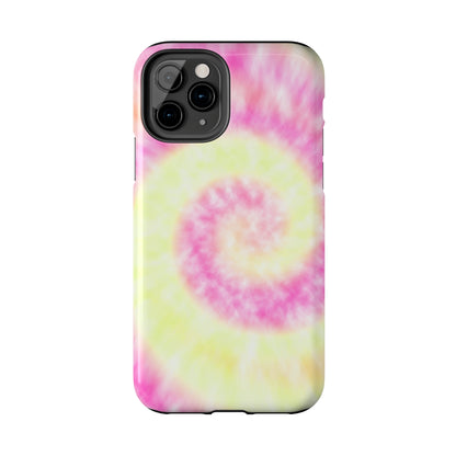 Pink and Yellow Tie Dye Design Phone Case- Lightweight, Impact Resistant Cover for iPhone 6, 6s, 12, 13, 14, 15