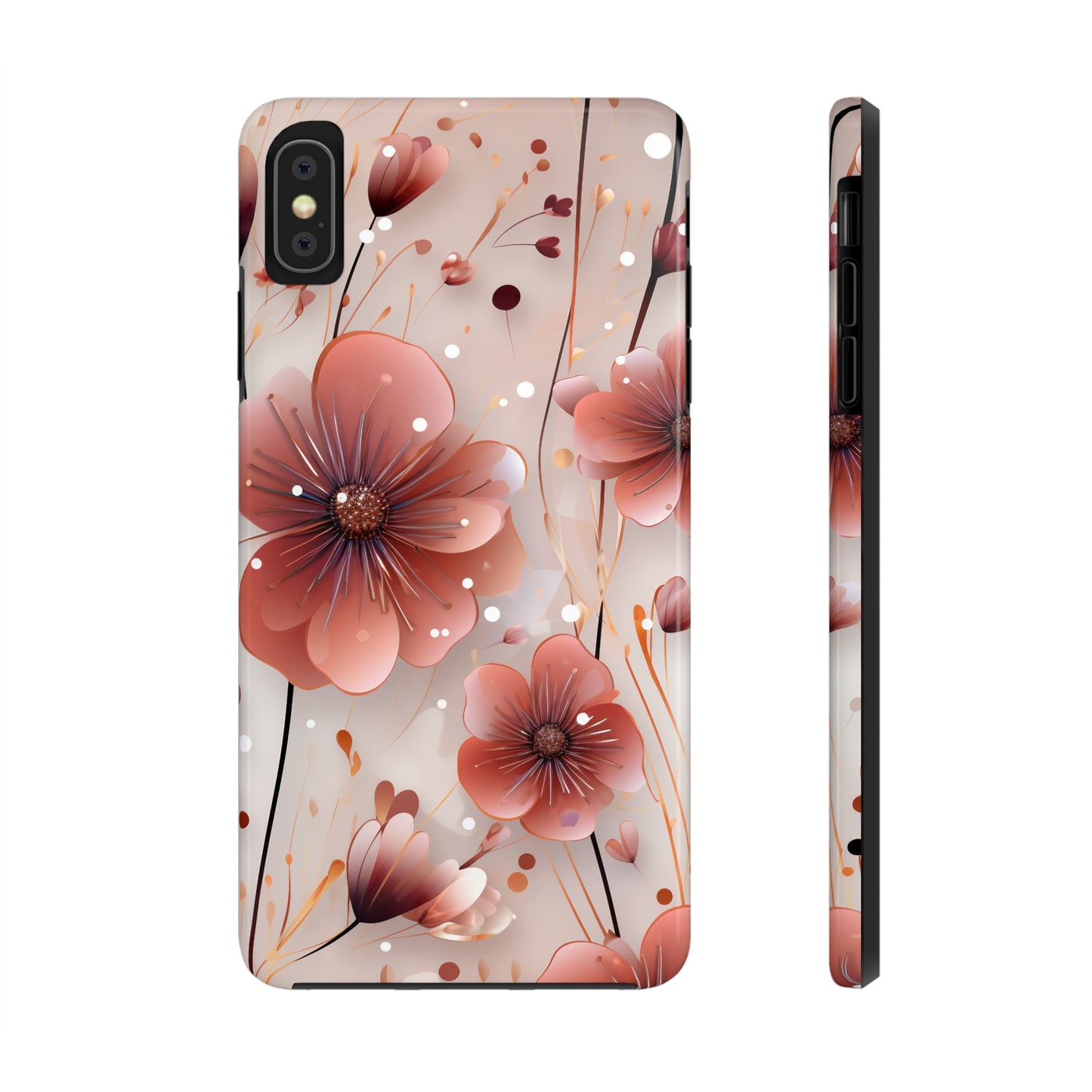 Pretty Mauve Flowers Pattern Design Tough Phone Case compatible with a large variety of iPhone models, Gift, Phone Case