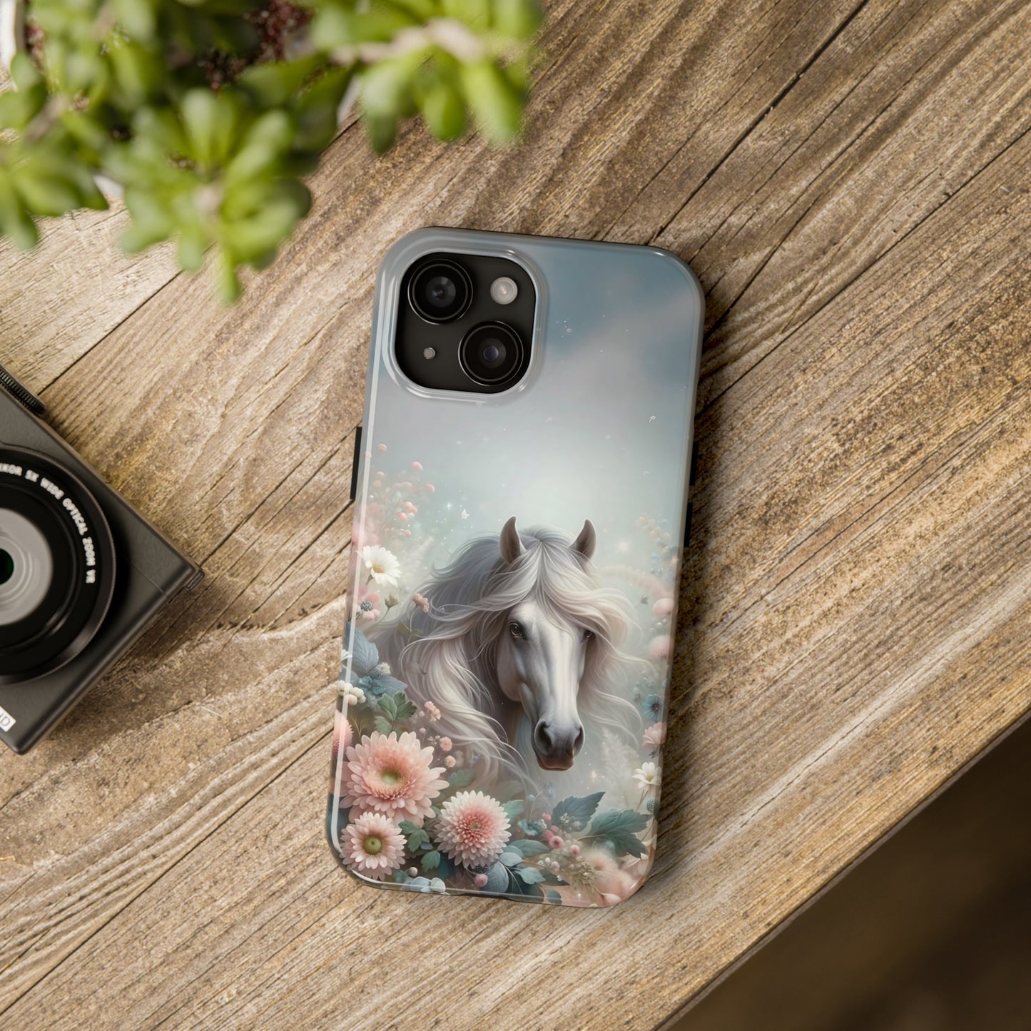 Beautiful Horse and Floral print Design Tough Phone Case compatible with a large variety of iPhone models, Gift, Phone Case