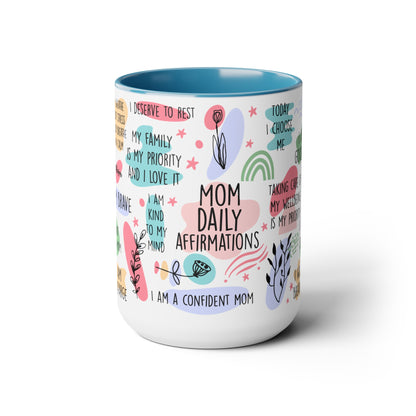 Mom Daily Affirmations Two-Tone Coffee Mug, 15oz