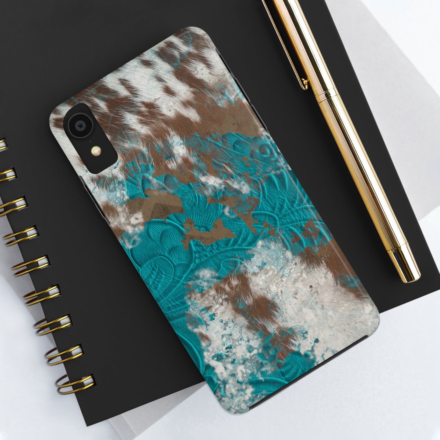 Western Cow Print Design  Phone Case- Lightweight, Impact Resistant Cover for iPhone 6, 6s, 12, 13, 14, 15