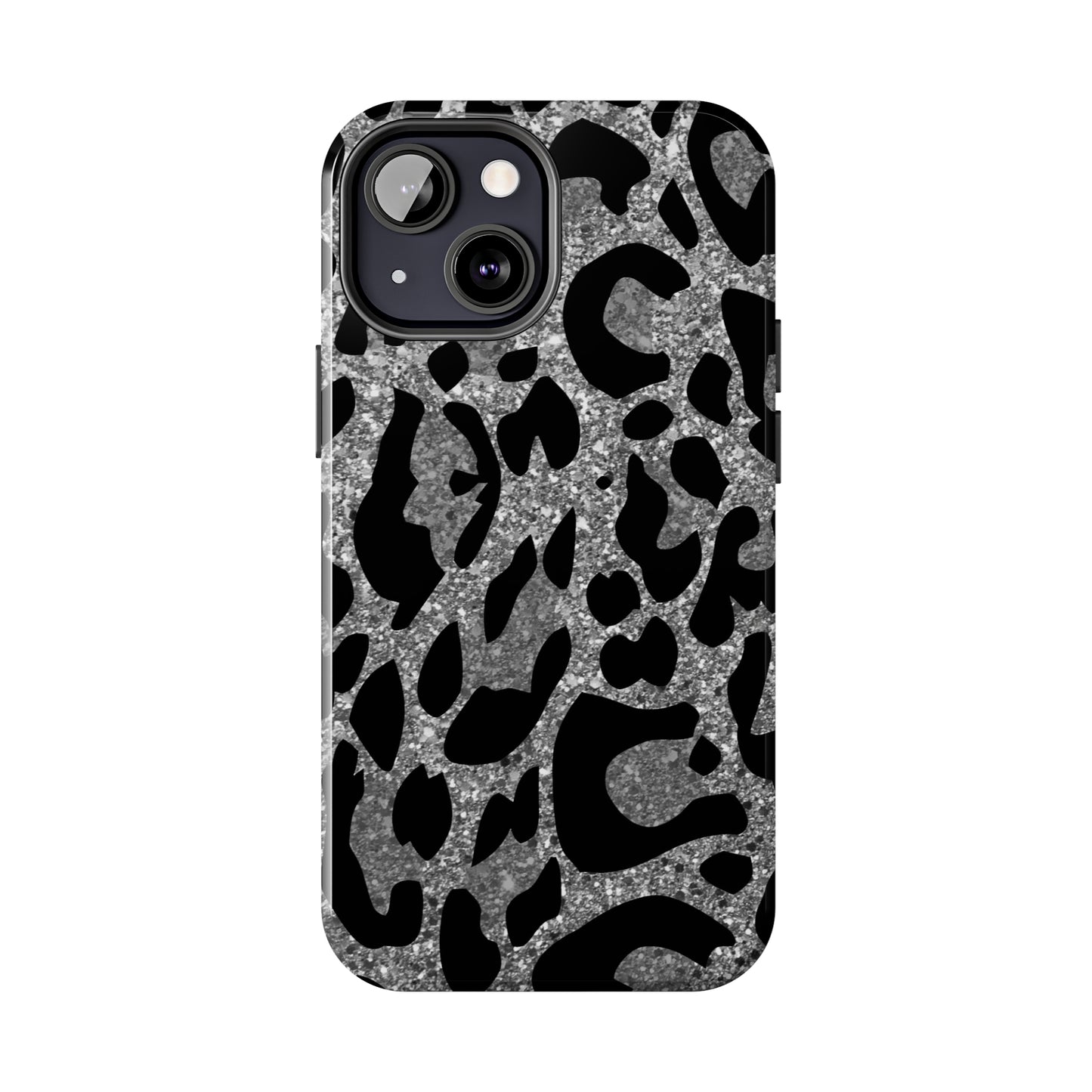 Silver and Black Leopard Design Phone Case- Lightweight, Impact Resistant Cover for iPhone 6, 6s, 12, 13, 14, 15