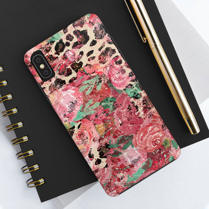 Western Leopard and Pink Roses Design Phone Case- Lightweight, Impact Resistant Cover for iPhone 6, 6s, 12, 13, 14, 15