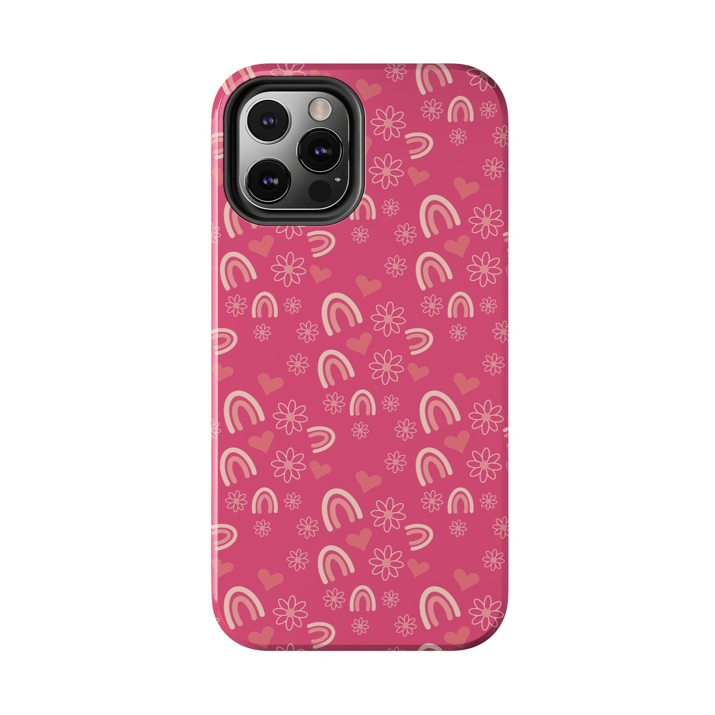 Dark Pink Boho2 Rainbow print Design Tough Phone Case compatible with a large variety of iPhone models, Gift, Phone Case