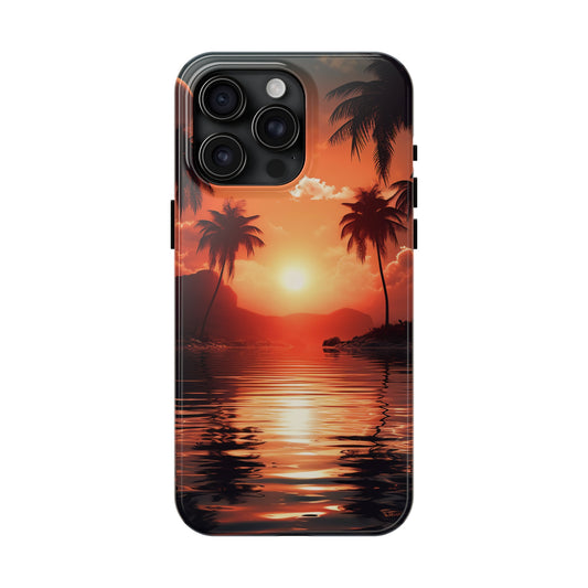 Sunset Beach Design iPhone Case, Beautiful Beach Scene, Artsy Surf Design, Protective Phone Cover compatible with a large variety of iPhone models, Phone Case, Gift