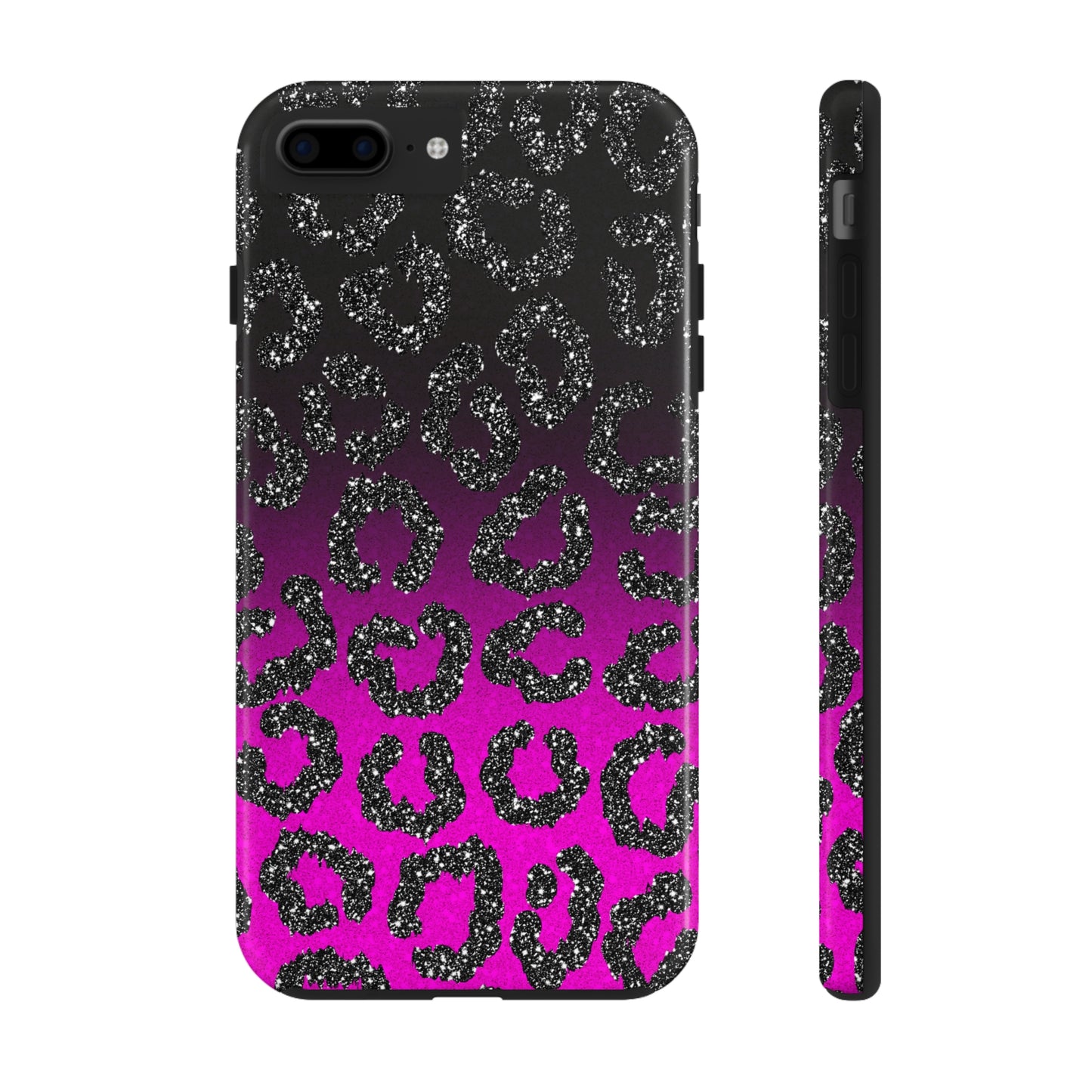 Pink and Black Ombre Leopard Design Phone Case- Lightweight, Impact Resistant Cover for iPhone 6, 6s, 12, 13, 14, 15