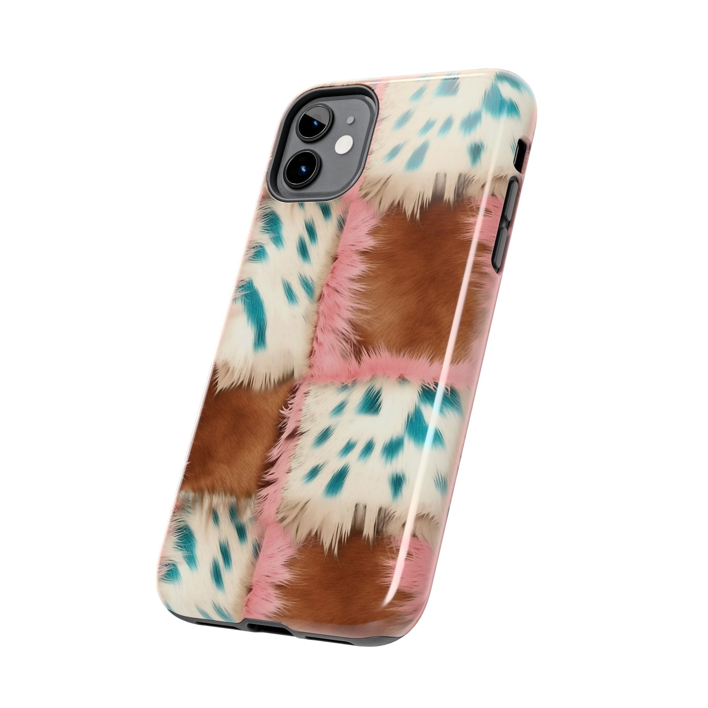 Modern Cowgirl Cowhide Design Pattern Print Tough Phone Case compatible with a large variety of phone models, Phone Case, Gift