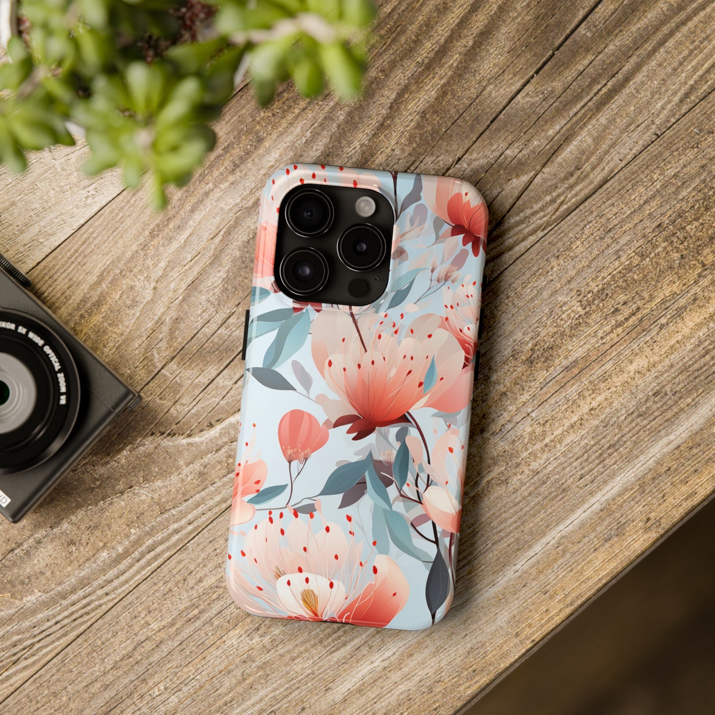 Red Flowers Digital print Design Tough Phone Case compatible with a large variety of iPhone models, Gift, Phone Case