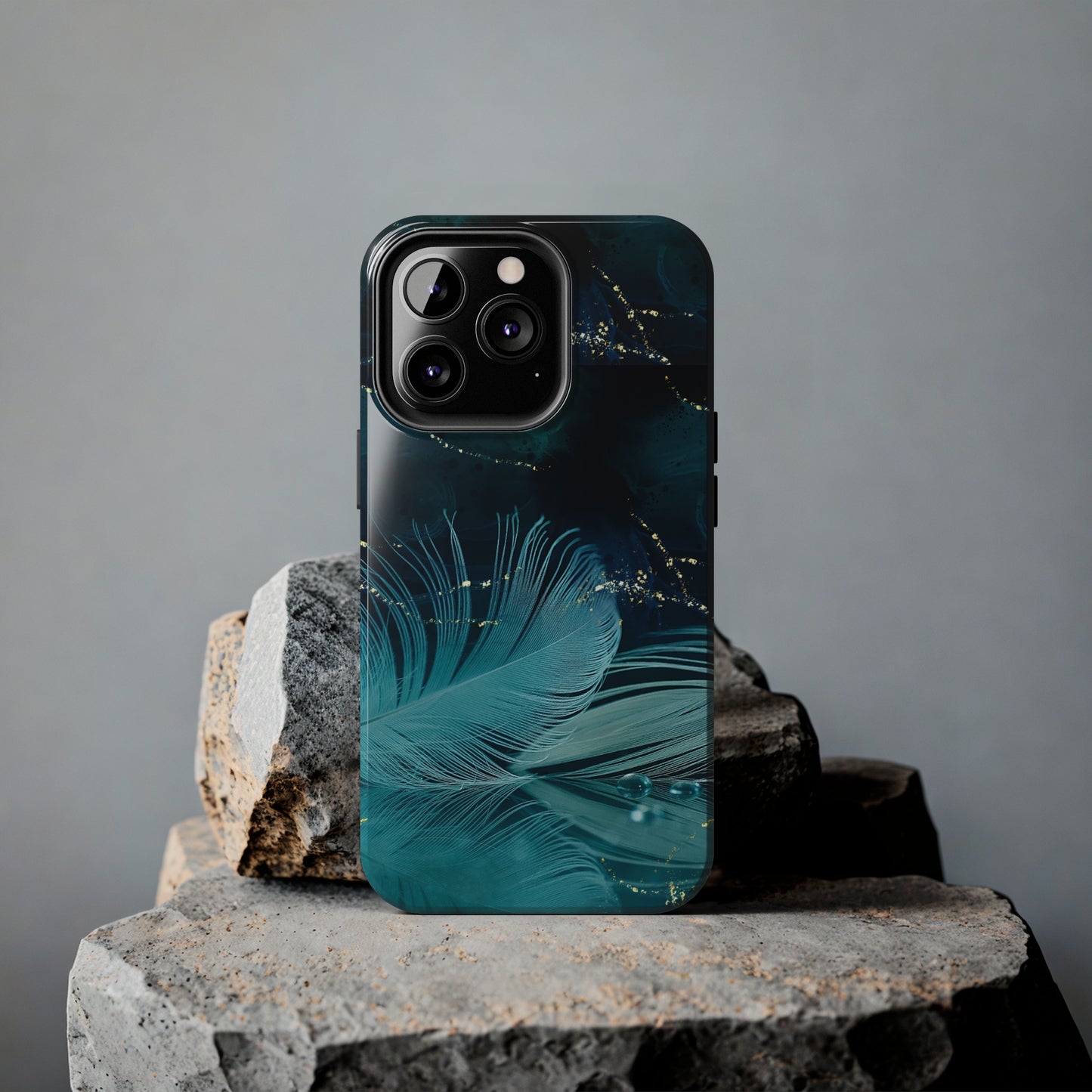 Dreamy Blue Feather design Tough Phone Case compatible with a large variety of iPhone models, Gift, Phone