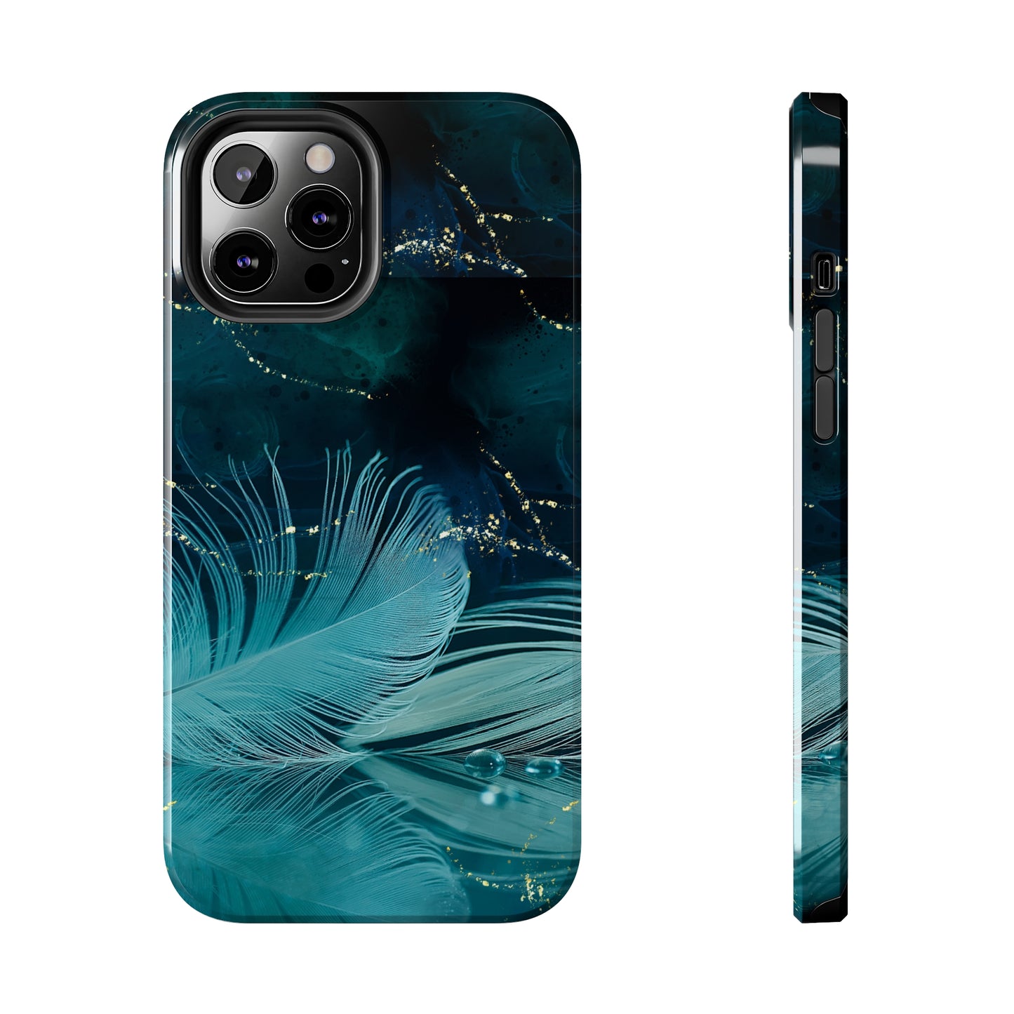 Dreamy Blue Feather design Tough Phone Case compatible with a large variety of iPhone models, Gift, Phone