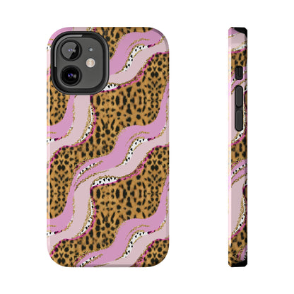 Cheetah Waves with Pink and Gold Design Phone Case- Lightweight, Impact Resistant Cover for iPhone 6, 6s, 12, 13, 14, 15