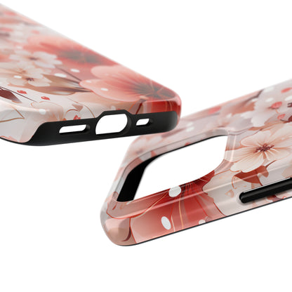 Pink Floral Pattern Design Tough Phone Case compatible with a large variety of iPhone models, Gift, Phone Case