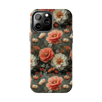 Elegant Peach Flowers Protective Cover, Botanical Garden design Tough Phone Case compatible with a large variety of iphone models