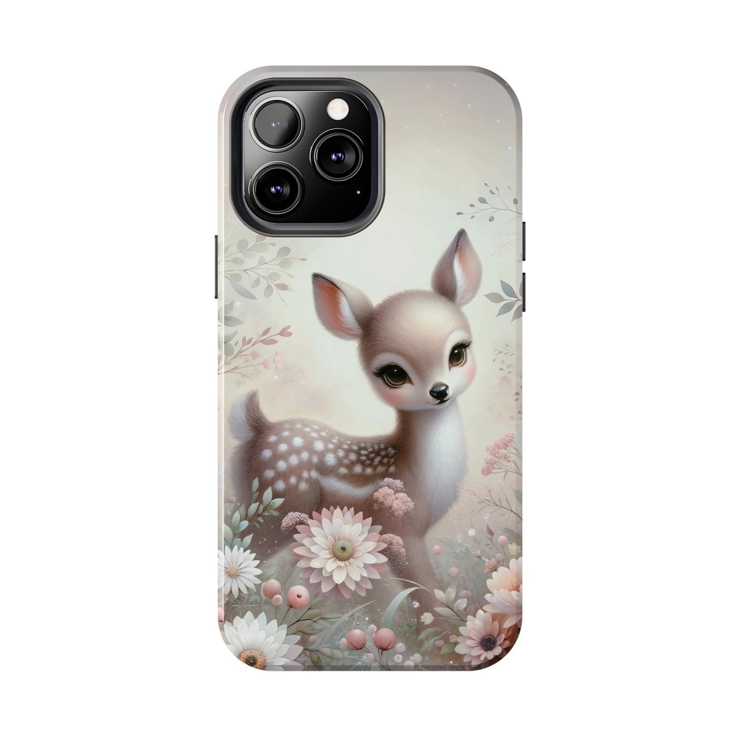 Cute Fawn and Floral print Design Tough Phone Case compatible with a large variety of iPhone models, Gift, Phone Case