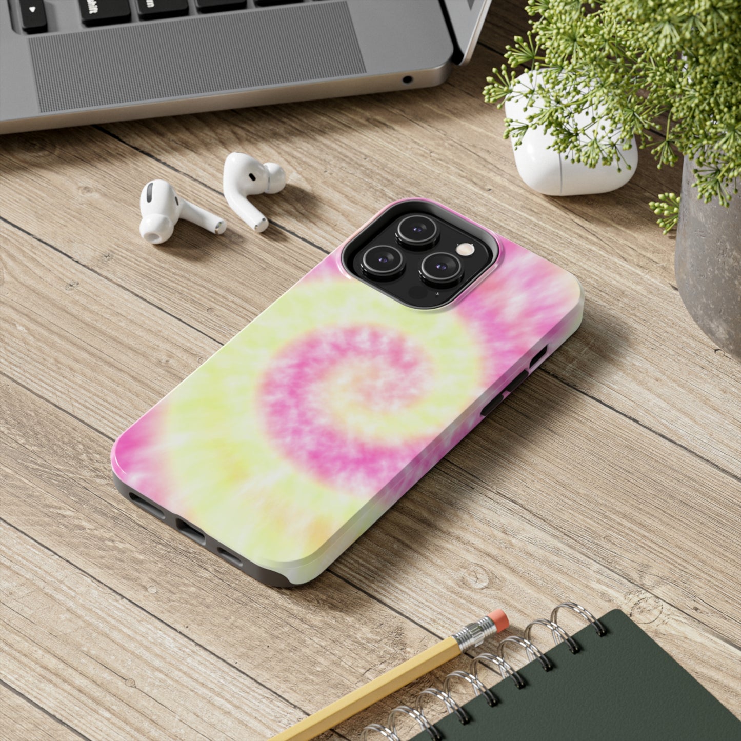 Pink and Yellow Tie Dye Design Phone Case- Lightweight, Impact Resistant Cover for iPhone 6, 6s, 12, 13, 14, 15