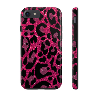 Pink and Black Leopard Design Phone Case- Lightweight, Impact Resistant Cover for iPhone 6, 6s, 12, 13, 14, 15