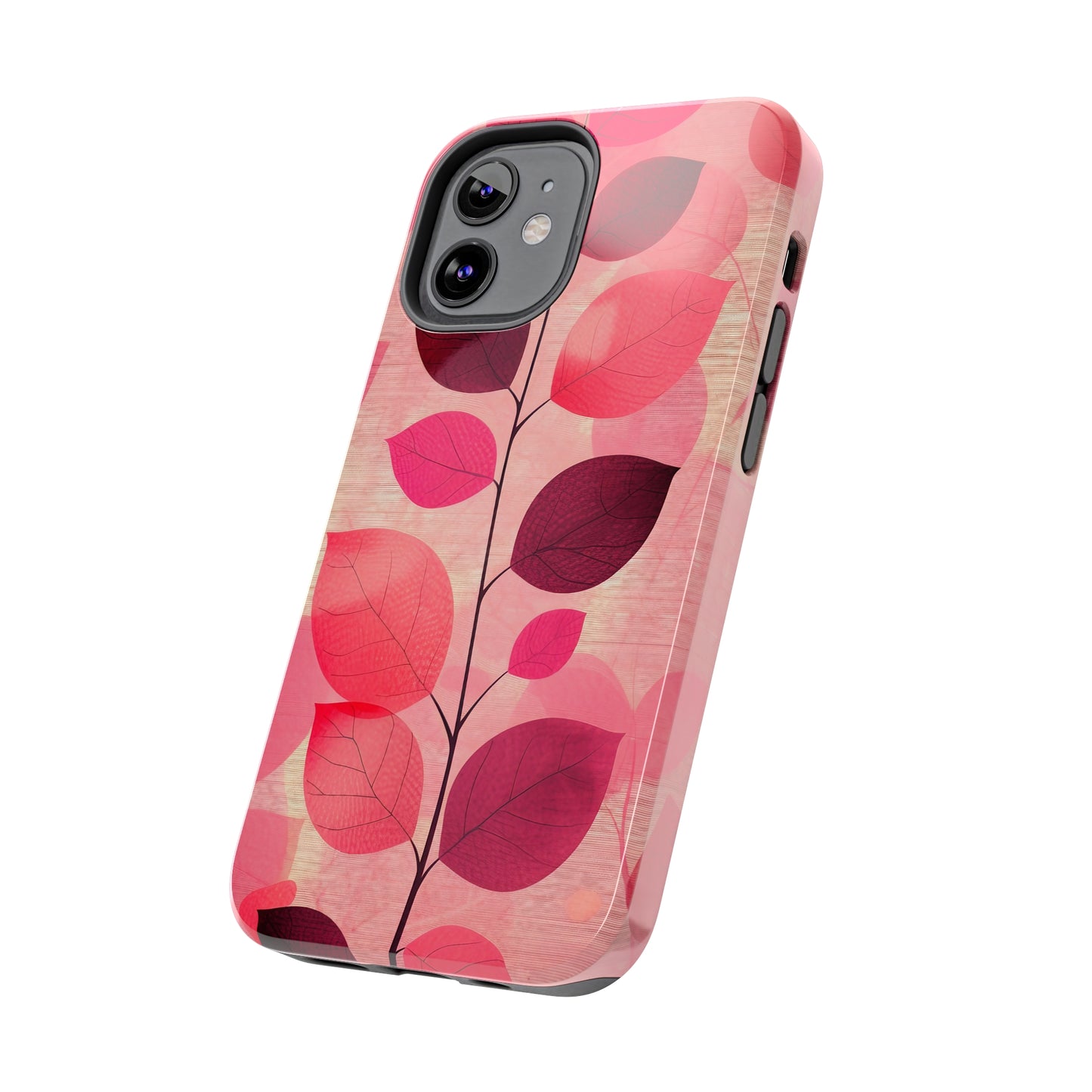 Girly Pink Abstract Leaf Design Tough Phone Case