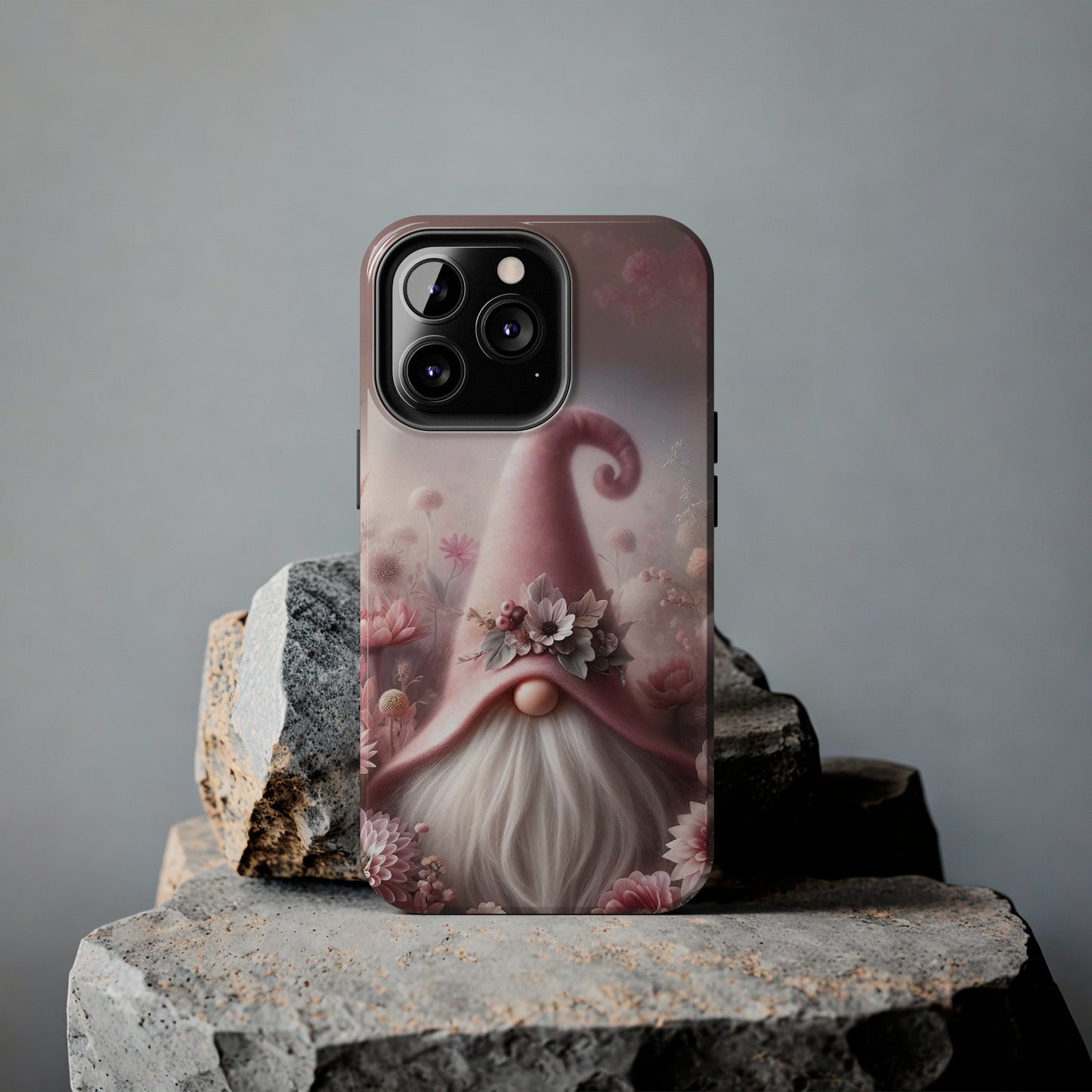 Pink Floral Fantasy Gnome Design Phone Case- Lightweight, Impact Resistant Cover for iPhone 6, 6s, 12, 13, 14, 15