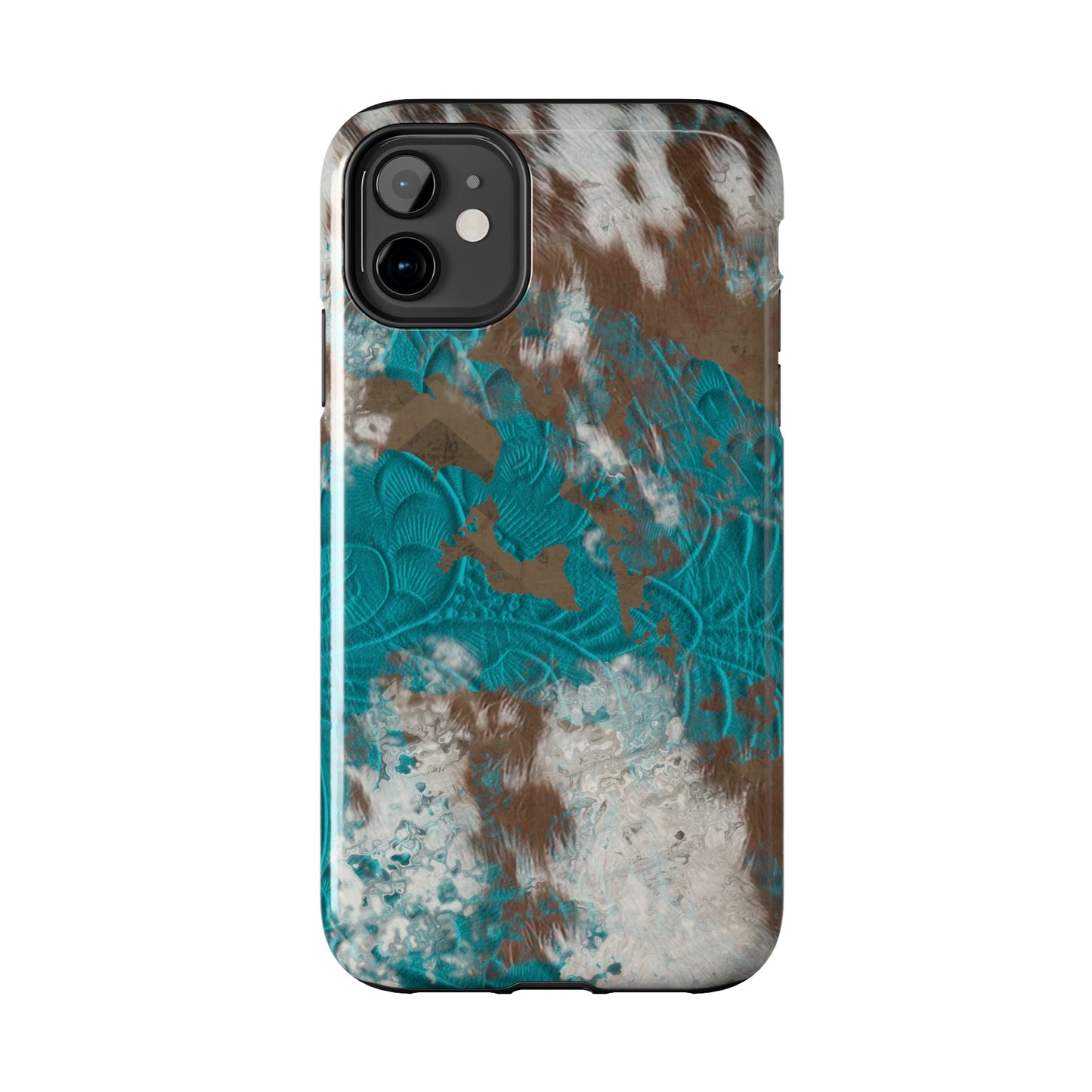 Western Cow Print Design  Phone Case- Lightweight, Impact Resistant Cover for iPhone 6, 6s, 12, 13, 14, 15