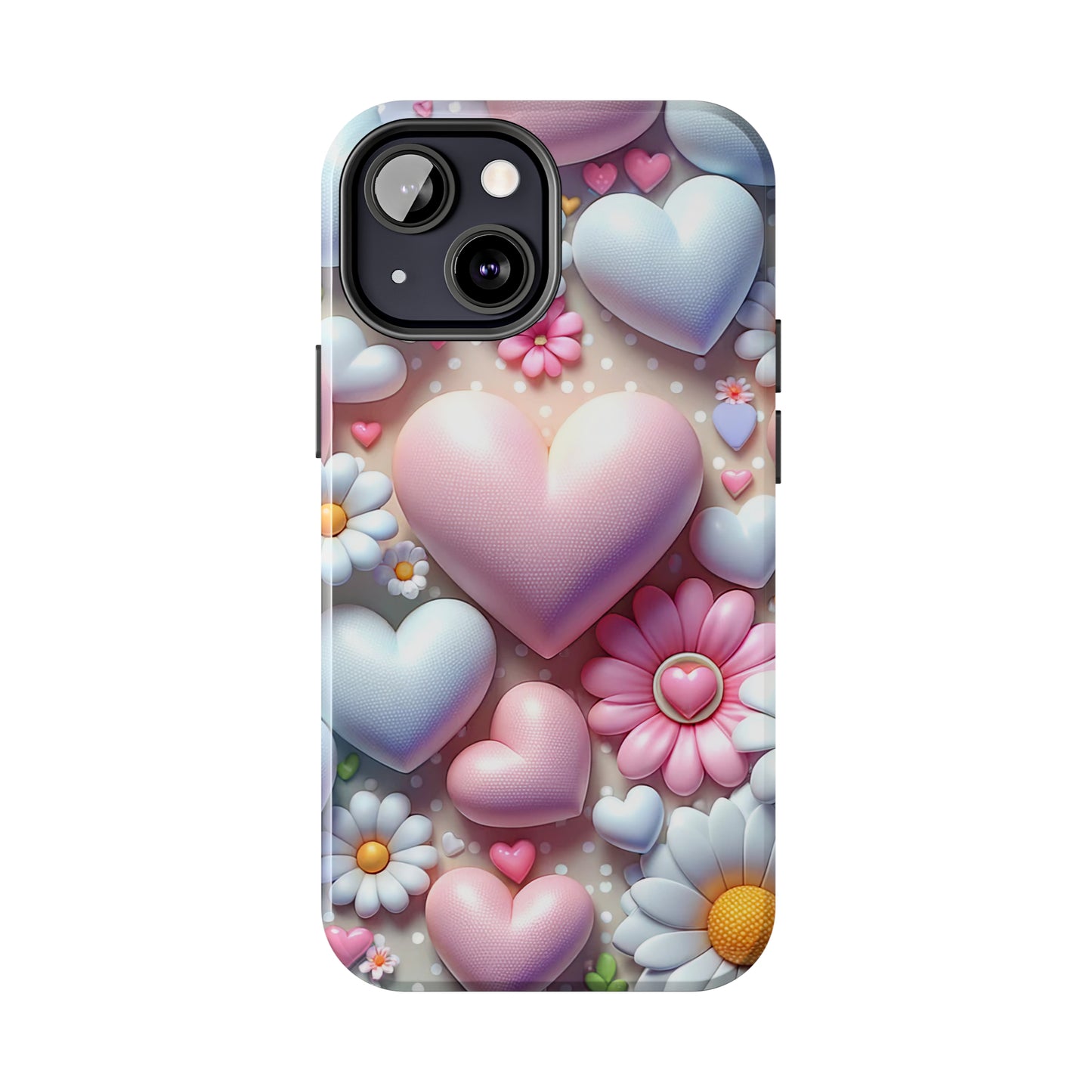 Pastel Heart and Flower Digital print Design Tough Phone Case compatible with a large variety of iPhone models, Gift, Phone Case