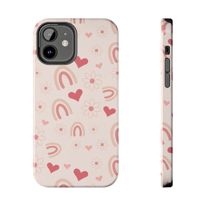 Pink Boho Rainbow print Design Tough Phone Case compatible with a large variety of iPhone models, Gift, Phone Case