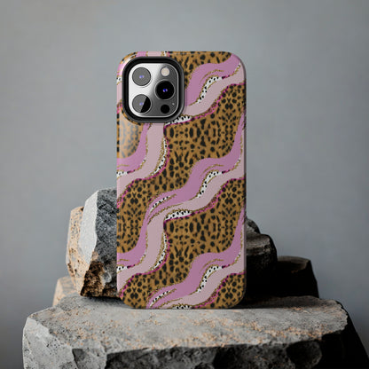 Cheetah Waves with Pink and Gold Design Phone Case- Lightweight, Impact Resistant Cover for iPhone 6, 6s, 12, 13, 14, 15