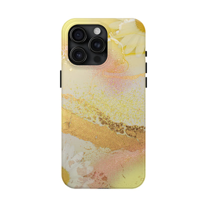 Yellow and Rose Gold Marble design Tough Phone Case compatible with a large variety of iPhone models, Gift, Phone