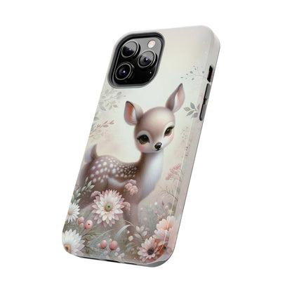 Cute Fawn and Floral print Design Tough Phone Case compatible with a large variety of iPhone models, Gift, Phone Case