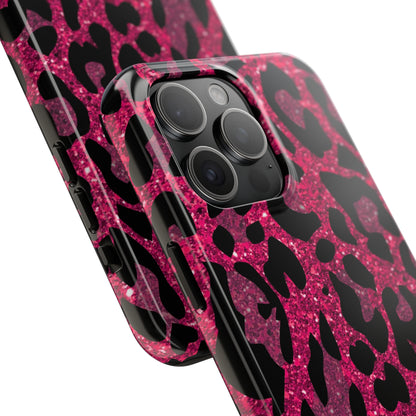 Pink and Black Leopard Design Phone Case- Lightweight, Impact Resistant Cover for iPhone 6, 6s, 12, 13, 14, 15