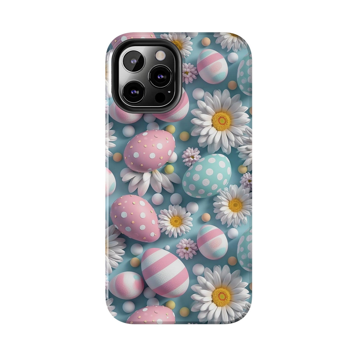 Easter Eggs and Daisies Digital print Design Tough Phone Case compatible with a large variety of iPhone models, Gift, Phone Case