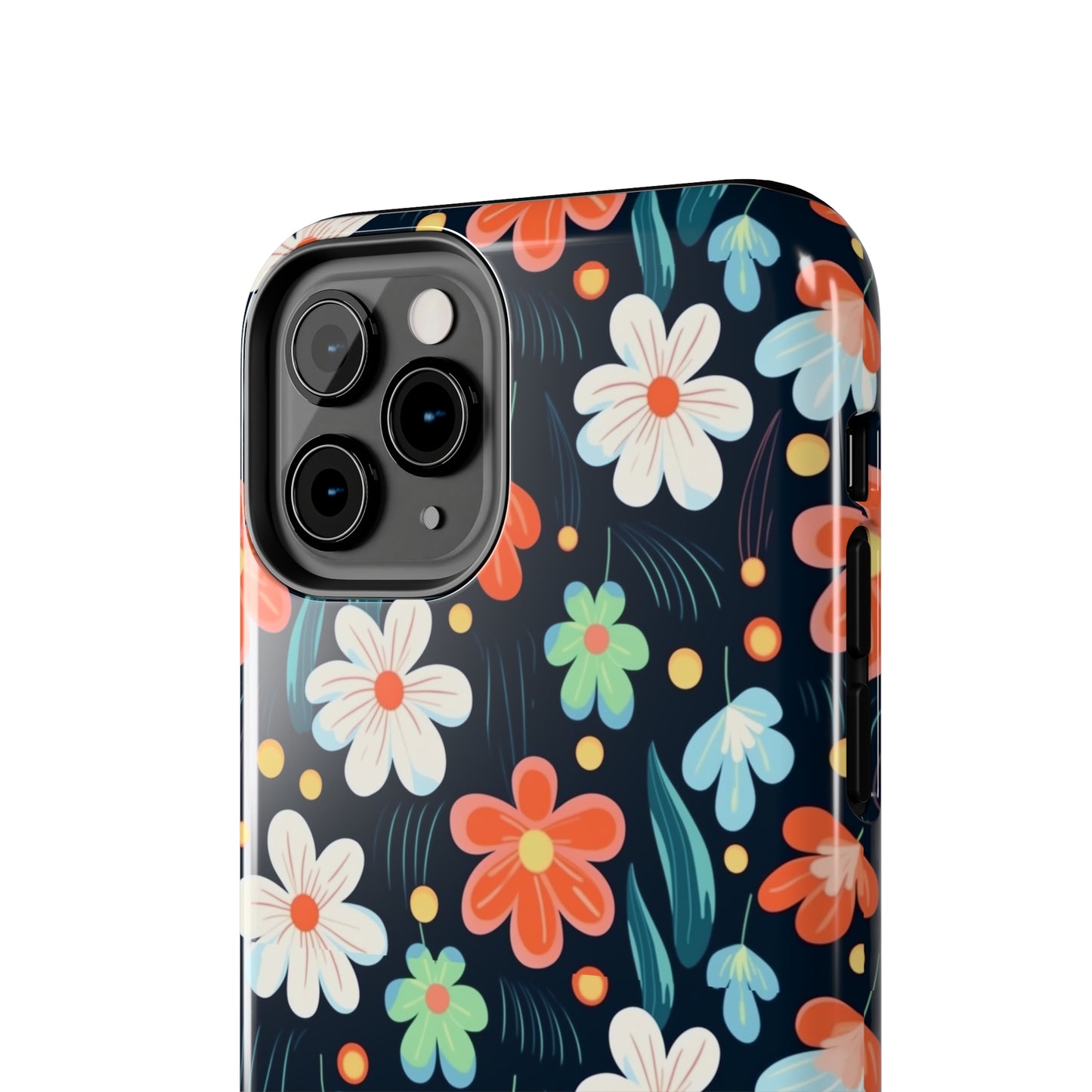 Retro Vibrant Flowers Pattern print design Tough Phone Case compatible with a large variety of phone models, Phone Case, Gift