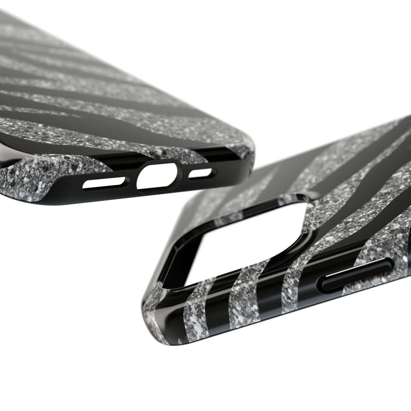 Silver and Black Zebra Print Design  Phone Case- Lightweight, Impact Resistant Cover for iPhone 6, 6s, 12, 13, 14, 15