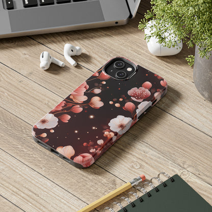 Pretty Pink Flowers Pattern Design Tough Phone Case compatible with a large variety of iPhone models, Gift, Phone Case