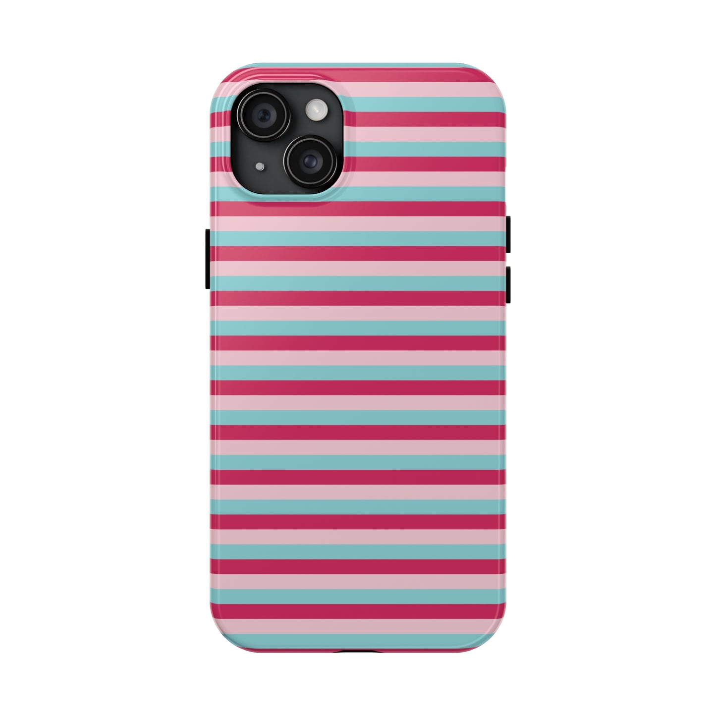 Pink and Blue Girly Stripe print Design Tough Phone Case compatible with a large variety of iPhone models, Gift, Phone Case