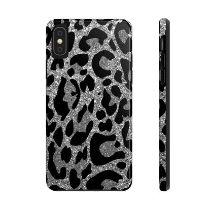 Silver and Black Leopard Design Phone Case- Lightweight, Impact Resistant Cover for iPhone 6, 6s, 12, 13, 14, 15