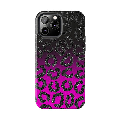 Pink and Black Ombre Leopard Design Phone Case- Lightweight, Impact Resistant Cover for iPhone 6, 6s, 12, 13, 14, 15