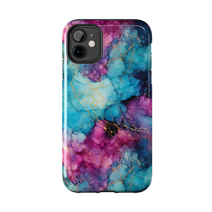 Blue and Purple Alcohol Ink Digital print Design Tough Phone Case compatible with a large variety of iPhone models, Gift, Phone Case