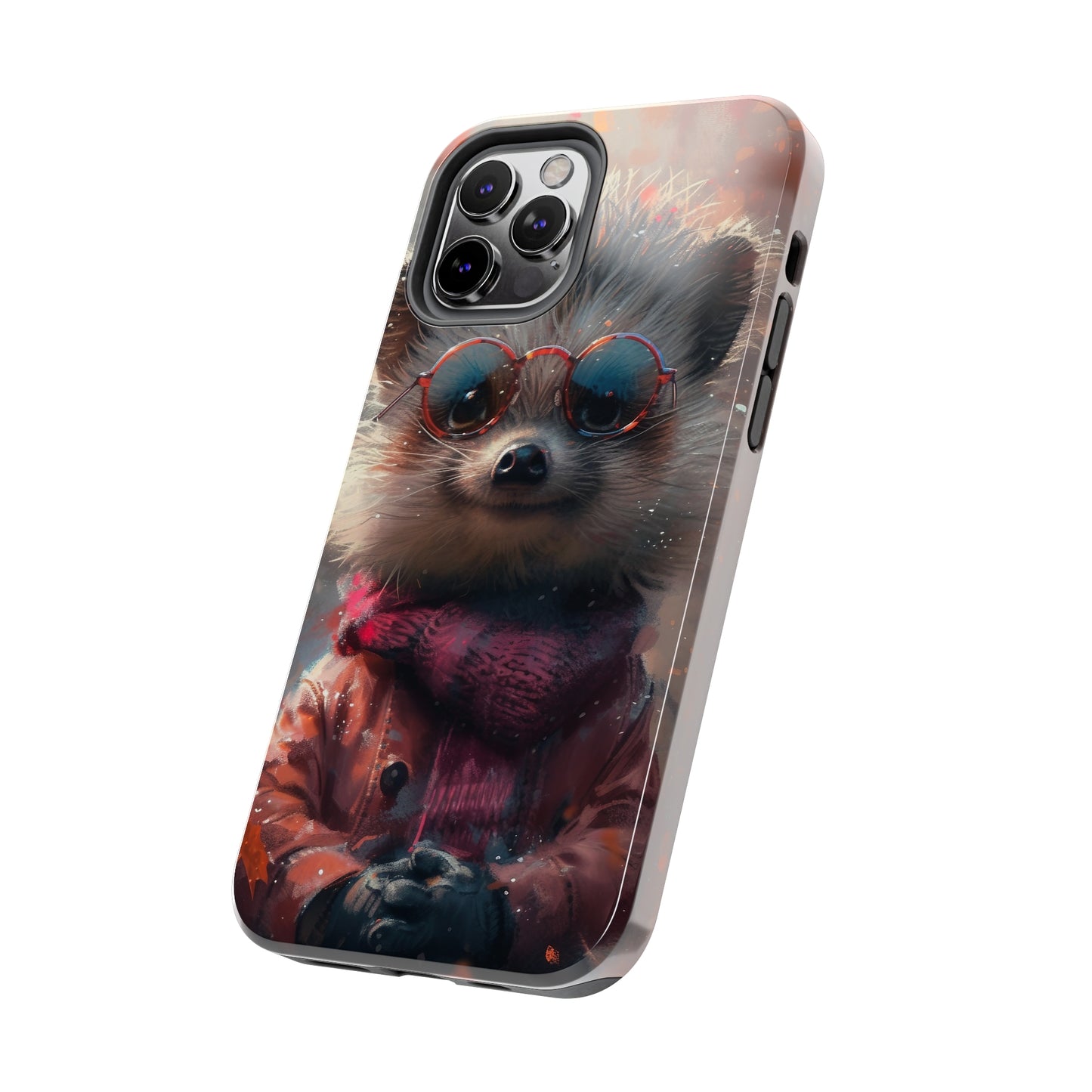 Hedgehog with Glasses and Scarf Design Phone Case- Lightweight, Impact Resistant Cover for iPhone 6, 6s, 12, 13, 14, 15