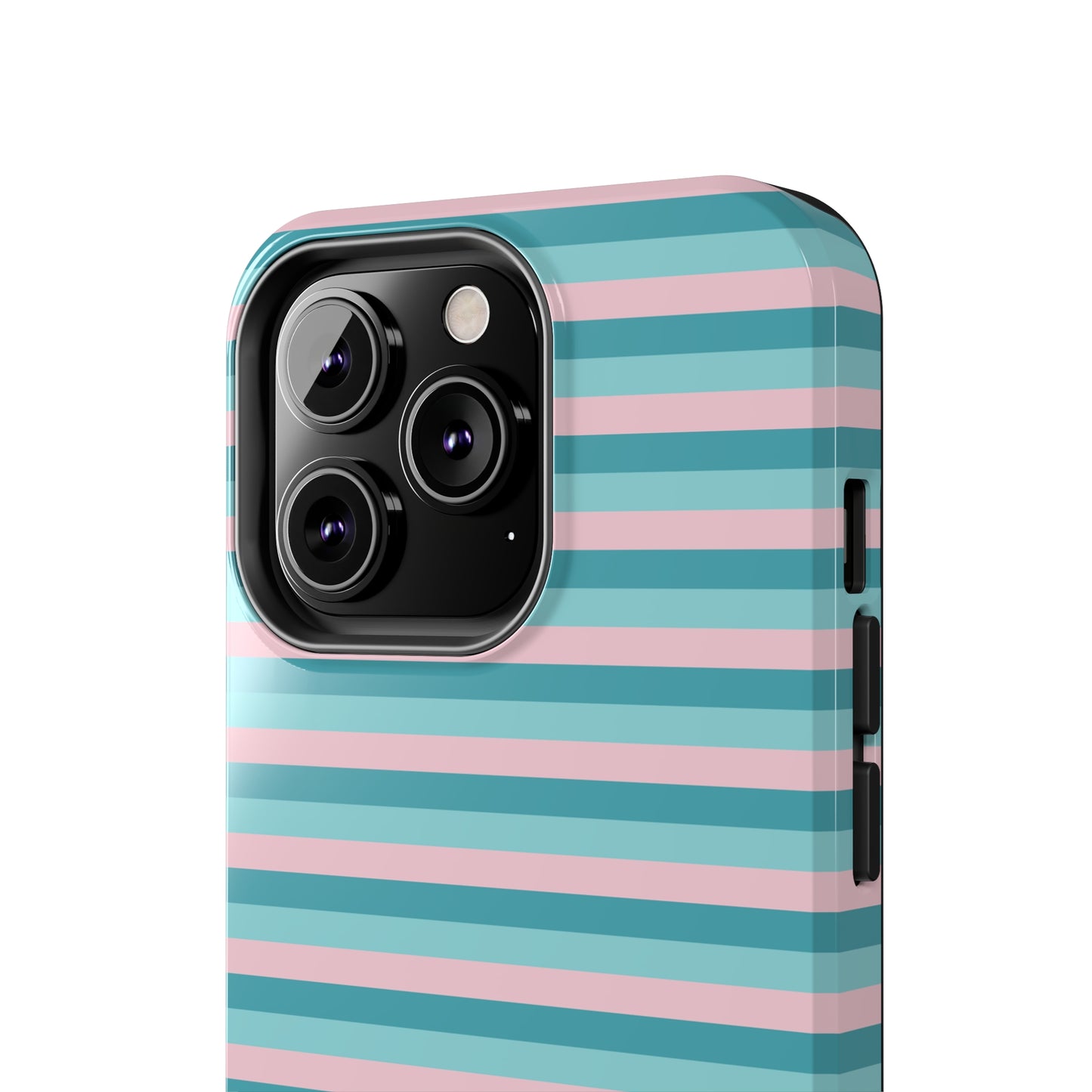 Pink and Aqua Girly Stripe print Design Tough Phone Case compatible with a large variety of iPhone models, Gift, Phone Case