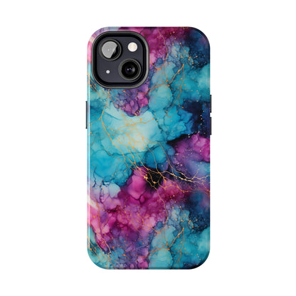 Blue and Purple Alcohol Ink Digital print Design Tough Phone Case compatible with a large variety of iPhone models, Gift, Phone Case