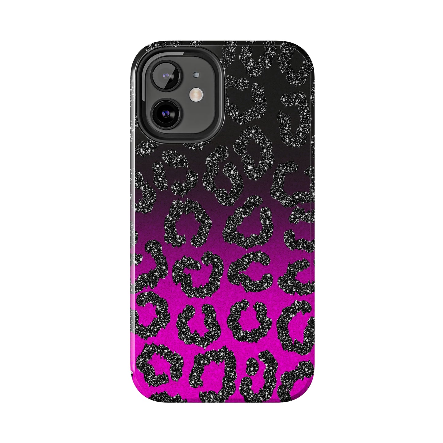 Pink and Black Ombre Leopard Design Phone Case- Lightweight, Impact Resistant Cover for iPhone 6, 6s, 12, 13, 14, 15