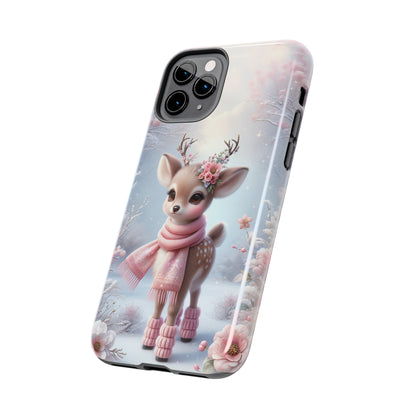 Cute Deer Winter Scene Pattern Design Tough Phone Case compatible with a large variety of iPhone models, Gift, Phone Case